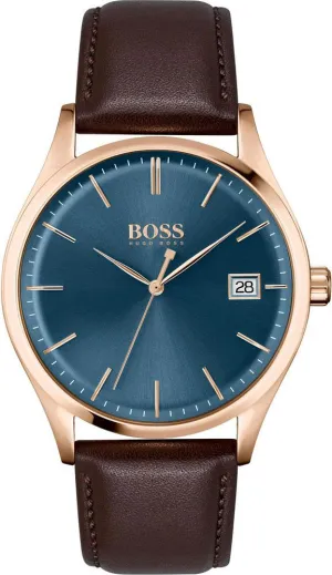 Hugo Boss 1513832 Commissioner Brown Leather Quartz Men's Watch