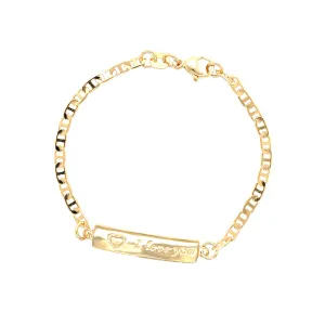 I LOVE YOU plate Baby Bracelet with mariner link 14k gold filled