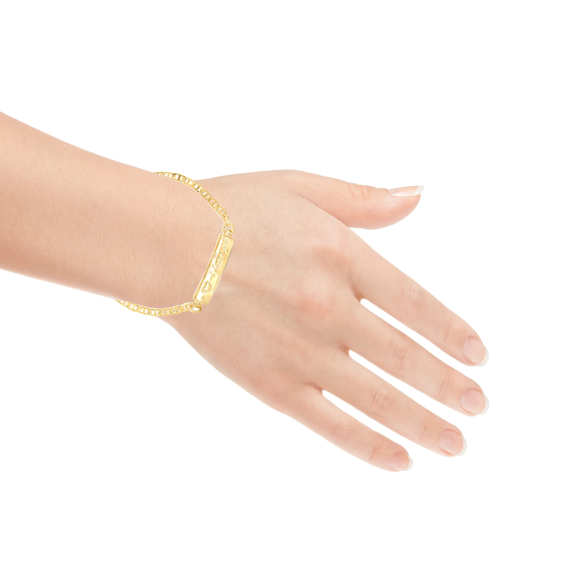 I LOVE YOU plate Baby Bracelet with mariner link 14k gold filled