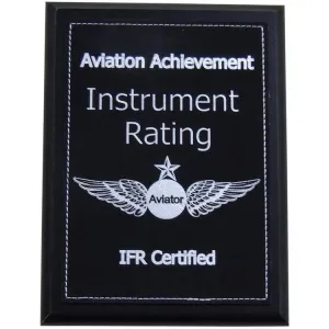Instrument Rating Aviation Achievement Plaque