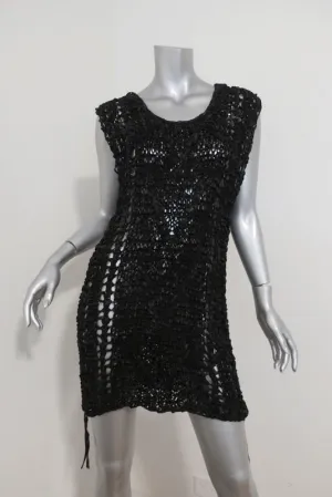 IRO Dress Black Woven Leather Size 0 Sleeveless Mini LBD
