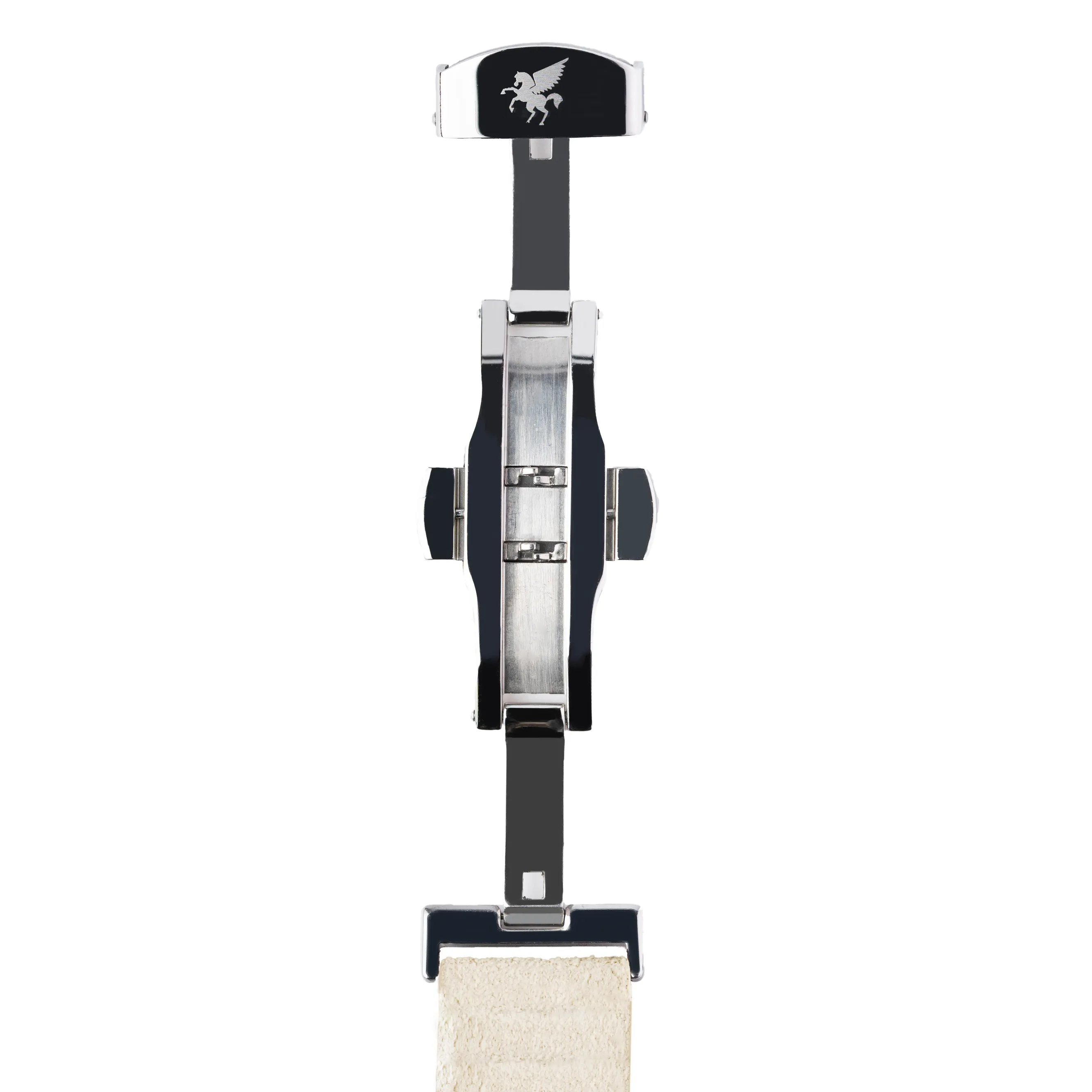 Ivory White Italian Suede Leather Strap w/ Butterfly Buckle