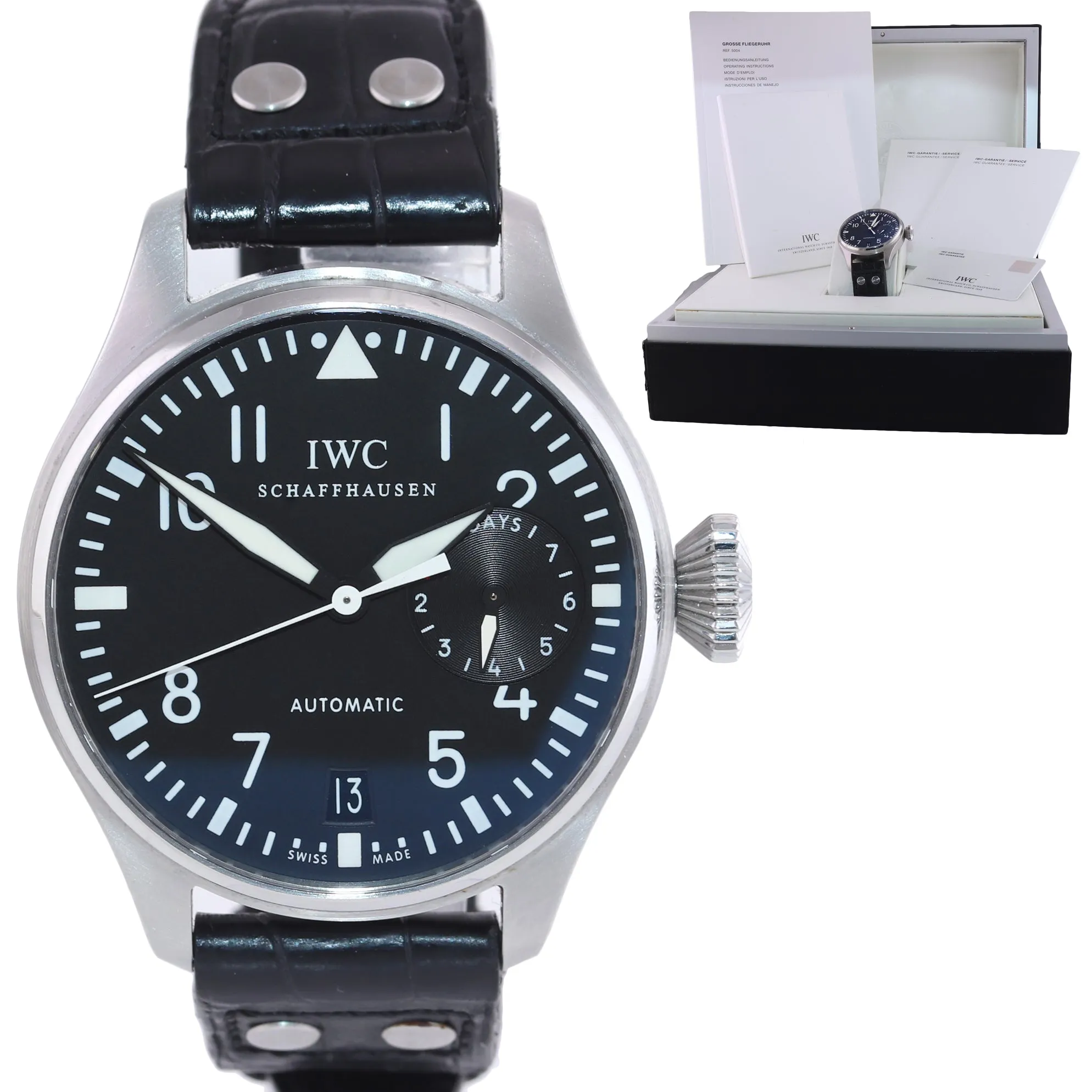 IWC Big Pilot Black 7-Day Power Reserve 46mm 5004 5004-01 IW500401 Steel Watch