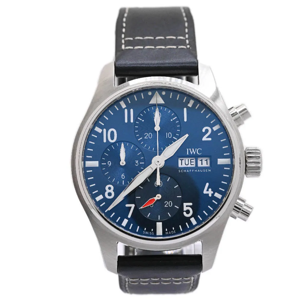 IWC Mens Pilot Chronograph Stainless Steel 41mm Blue Dial Watch Reference #: IW388101