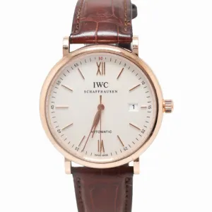 IWC Mens Portofino Rose Gold 40mm Silver Stick Dial Watch Reference# IW356504