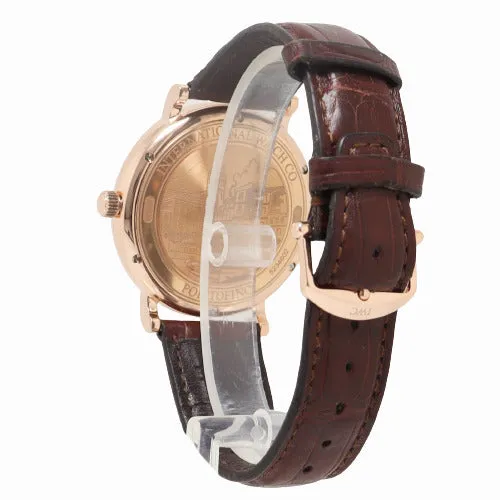 IWC Mens Portofino Rose Gold 40mm Silver Stick Dial Watch Reference# IW356504