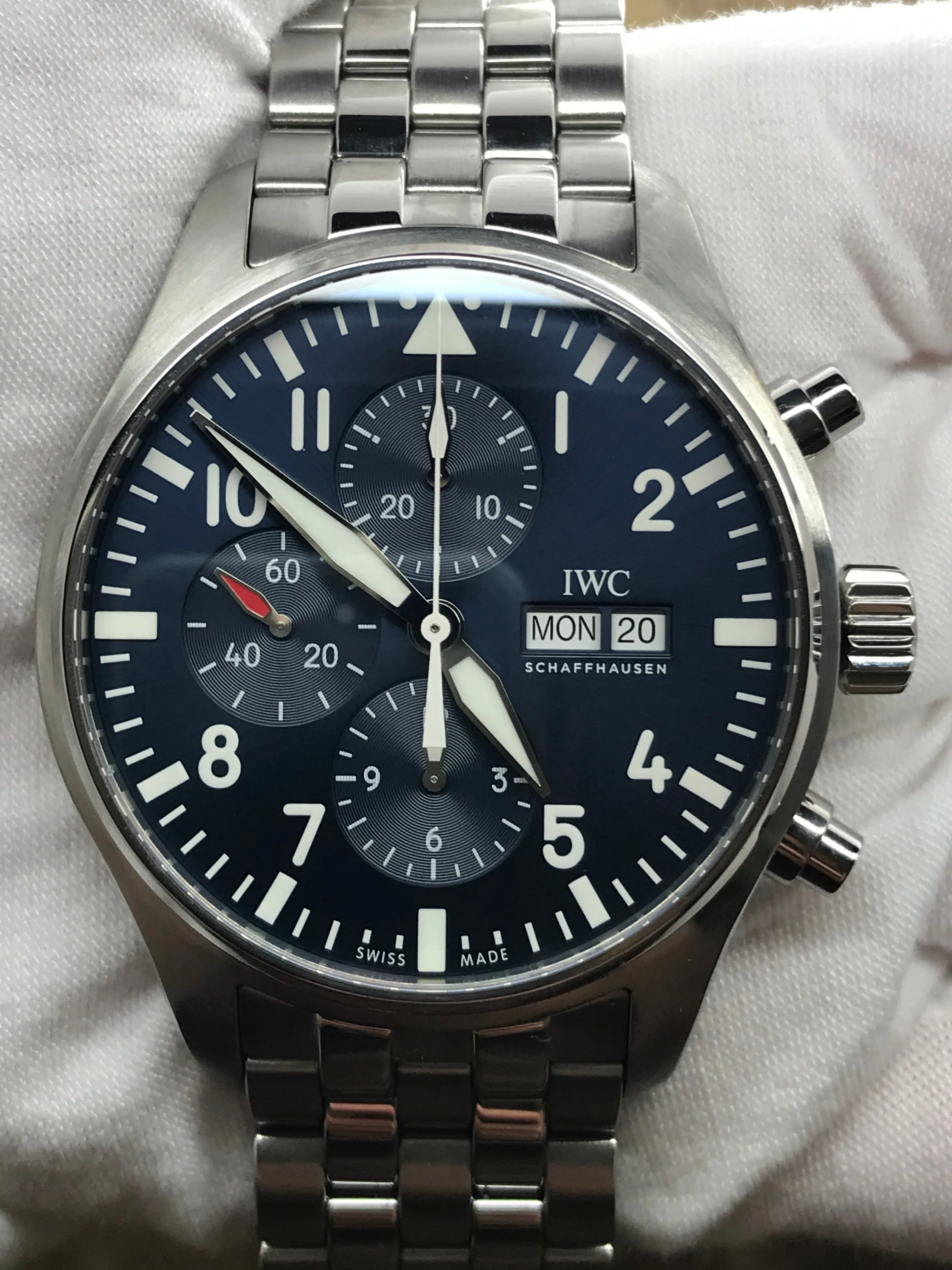 IWC Pilot Chronograph Petite Prince IW377717 Blue Dial Automatic Men's Watch