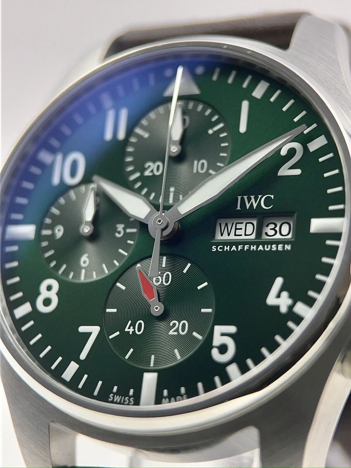 IWC Pilot Chronograph Stainless Steel Green 43mm Automatic Men’s Watch IW378005