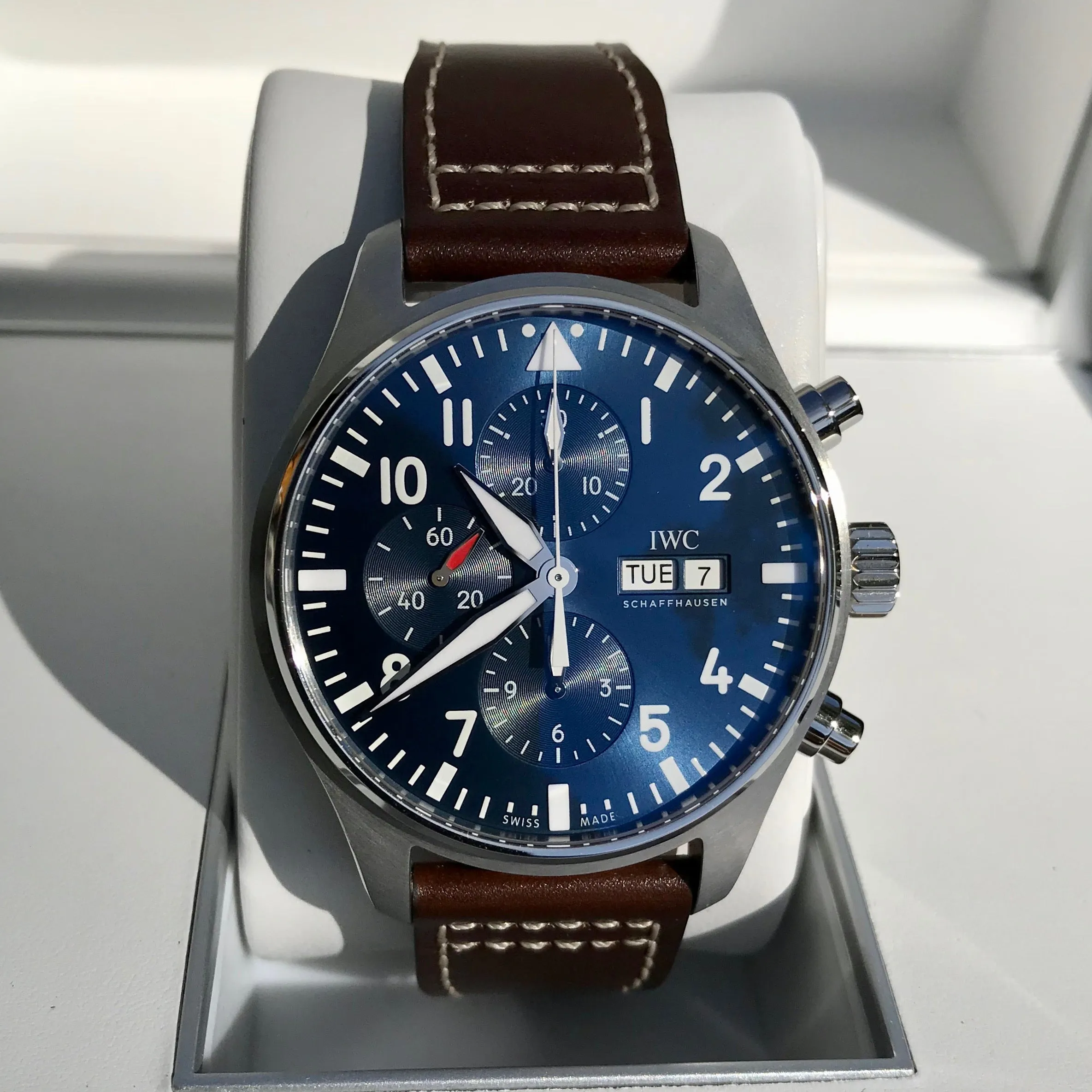 IWC Pilot IW377714 LePetit Prince Automatic Chronograph Day Date 43mm Midnight Blue Wristwatch Box Papers