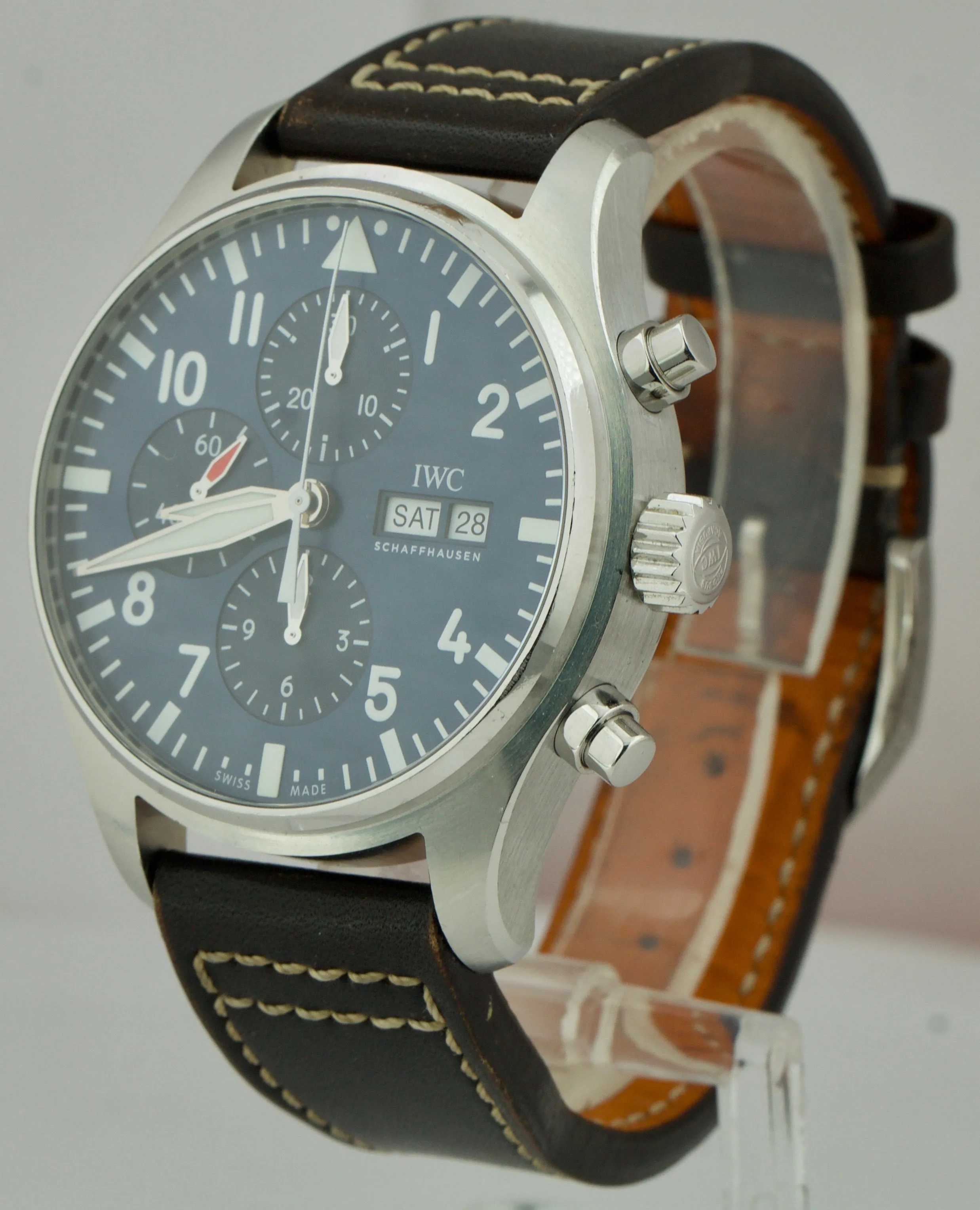 IWC Pilot Le Petit Prince Blue 43mm Watch Stainless Steel IW377714 Chronograph