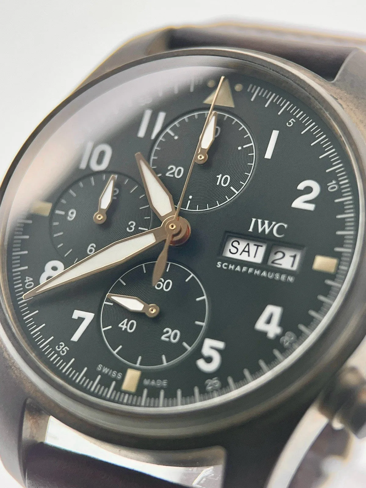 IWC Pilot Spitfire Bronze Green Dial 41mm Automatic Movement Mens Watch IW387902