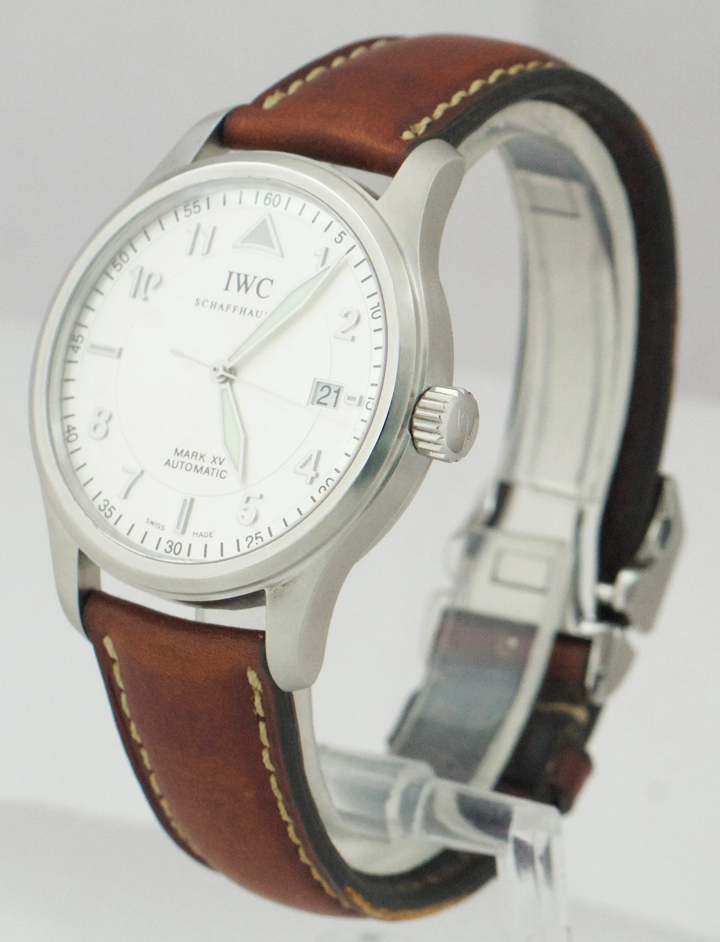 IWC Pilot Spitfire Mark XV Silver 38mm Stainless Steel Automatic Watch IW325313