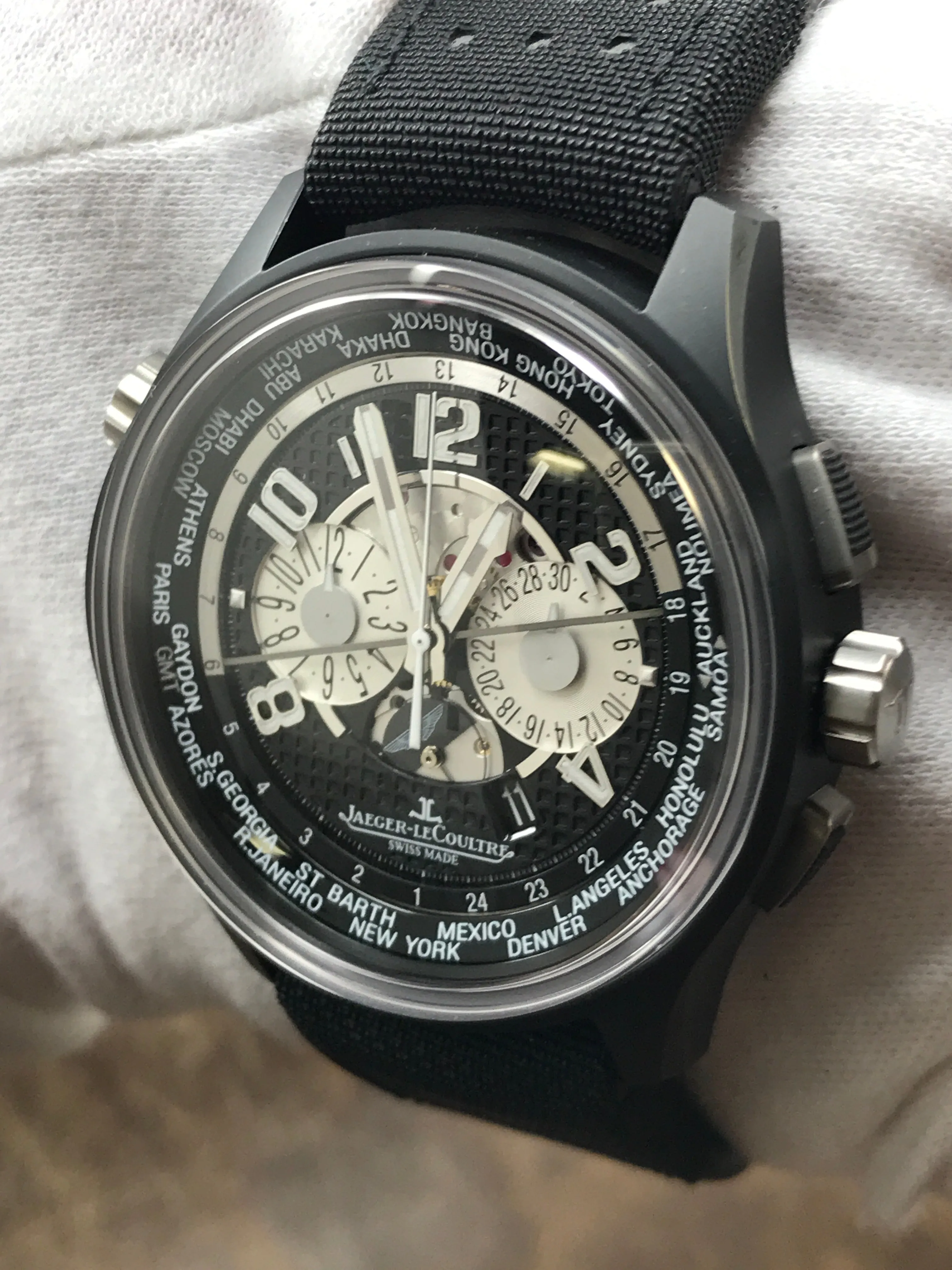 Jaeger-Lecoultre Amvox 5 Chronograph Worldtime L.E 300pcs Q193J471 Black Dial Automatic Men's Watch