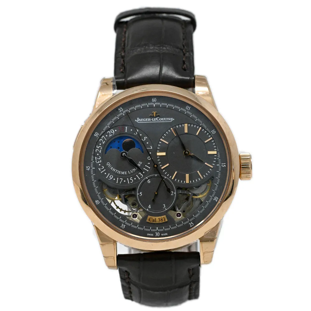 Jaeger LeCoultre Men's Duomètre à Quantième 18K Pink Gold 42mm Slate Grey Dial Watch Reference #: 604244J