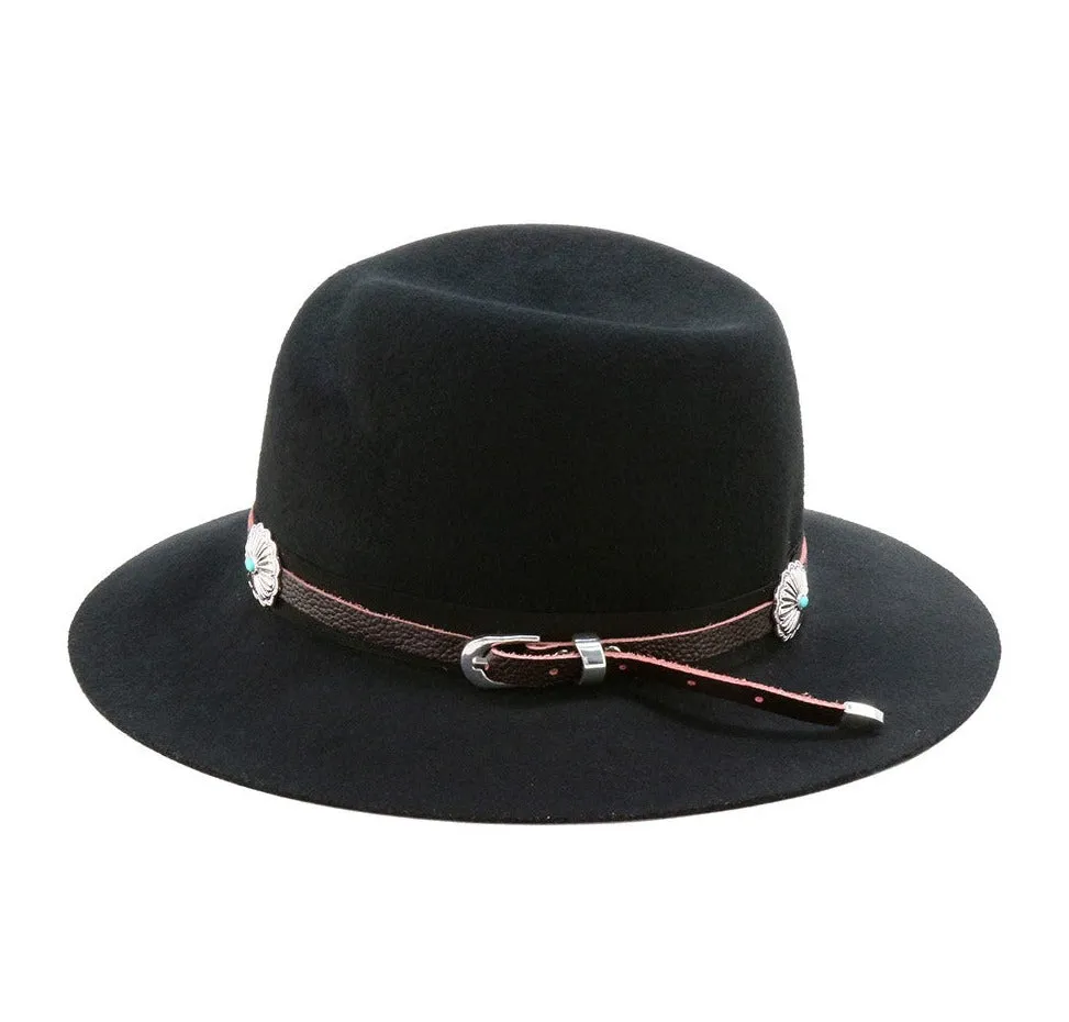 Jessie Fashion Leather Concho Hat Band - Brown