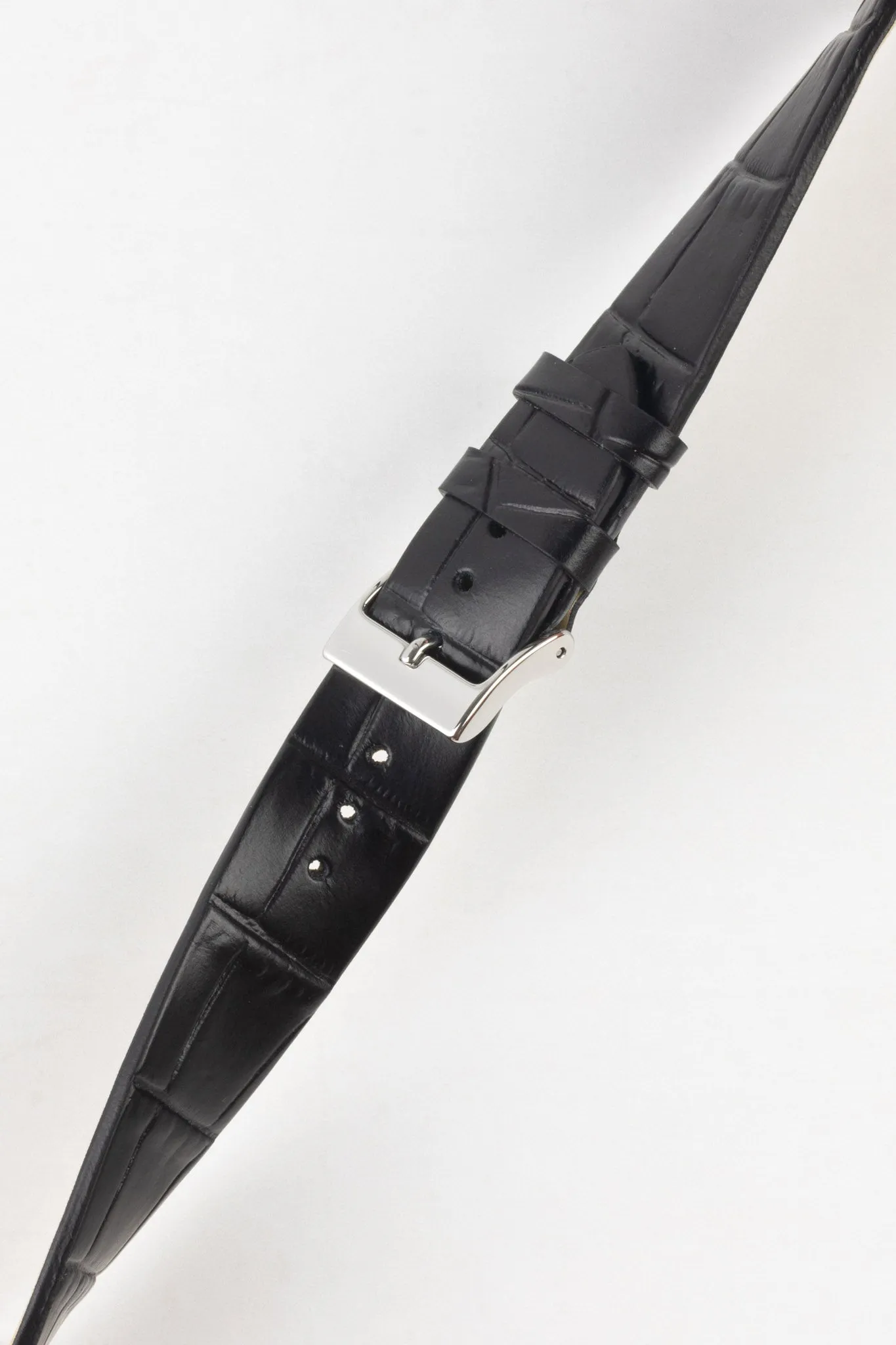 JPM Italian Alligator-Embossed Calfskin Leather Watch Strap in BLACK
