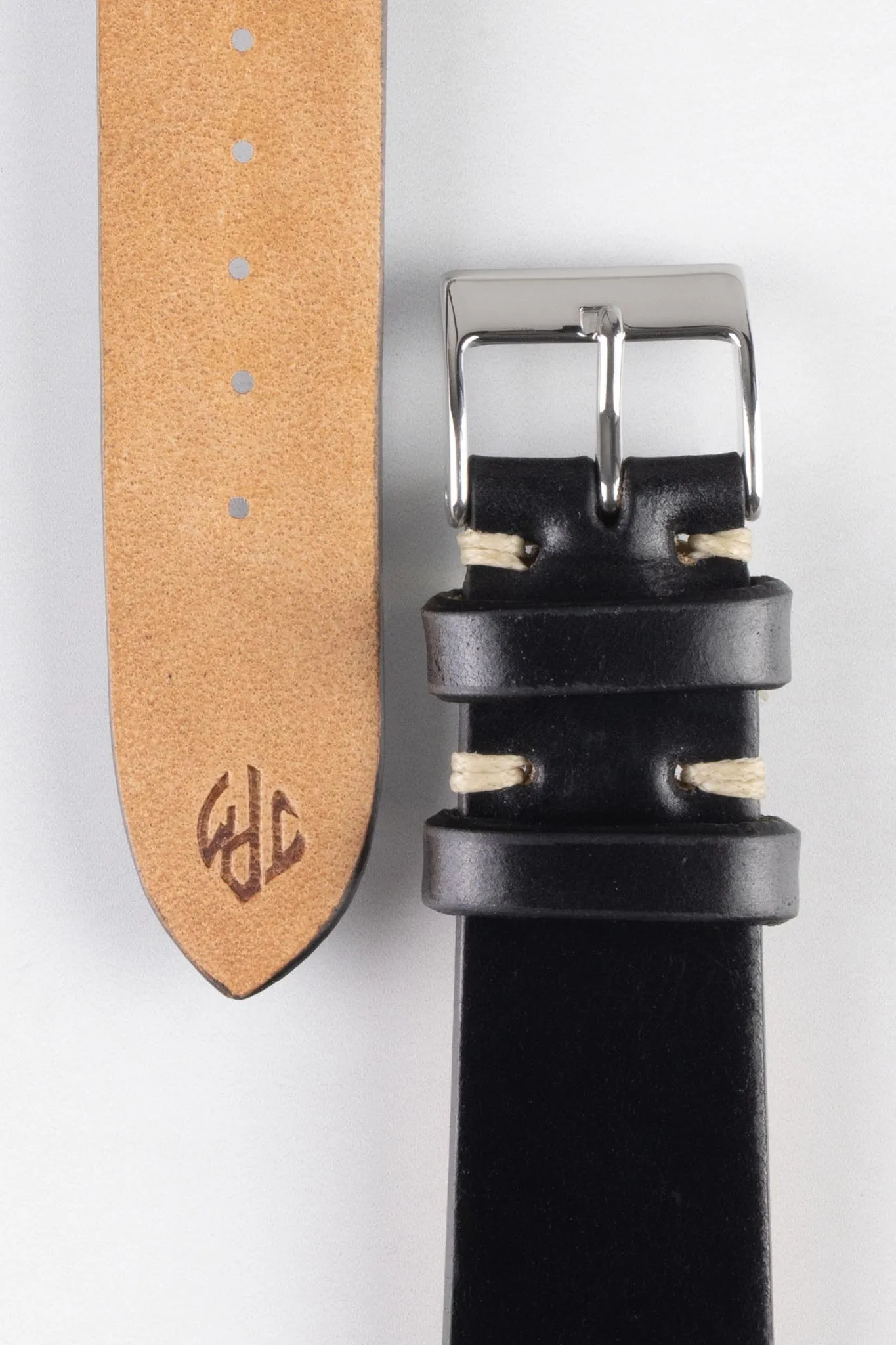 JPM Italian Shell Cordovan Watch Strap in BLACK