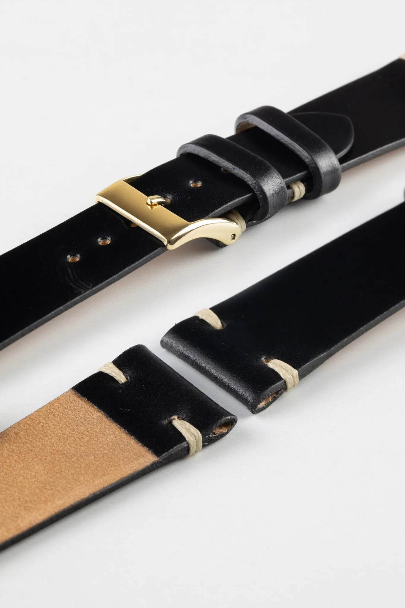 JPM Italian Shell Cordovan Watch Strap in BLACK