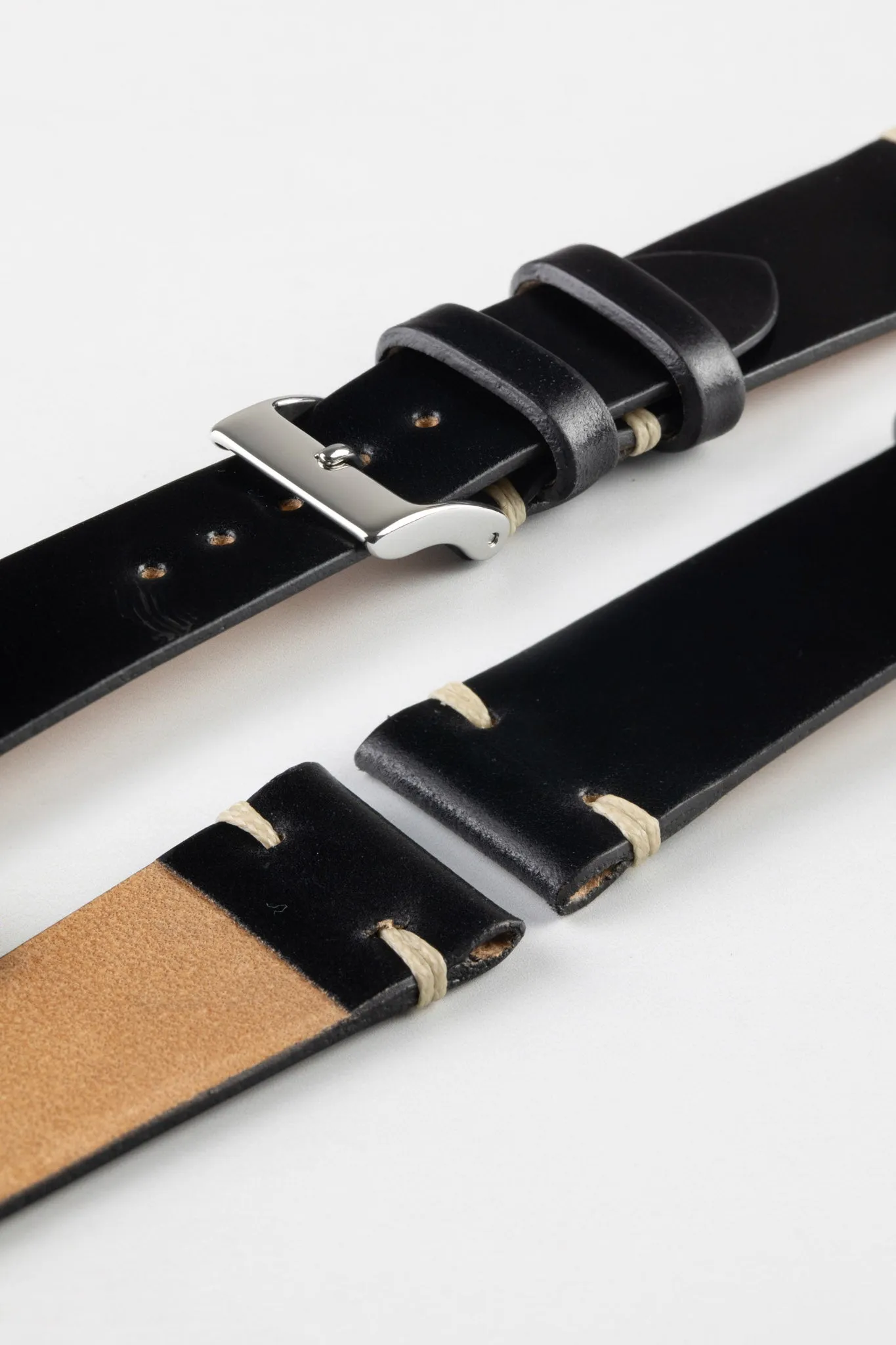 JPM Italian Shell Cordovan Watch Strap in BLACK