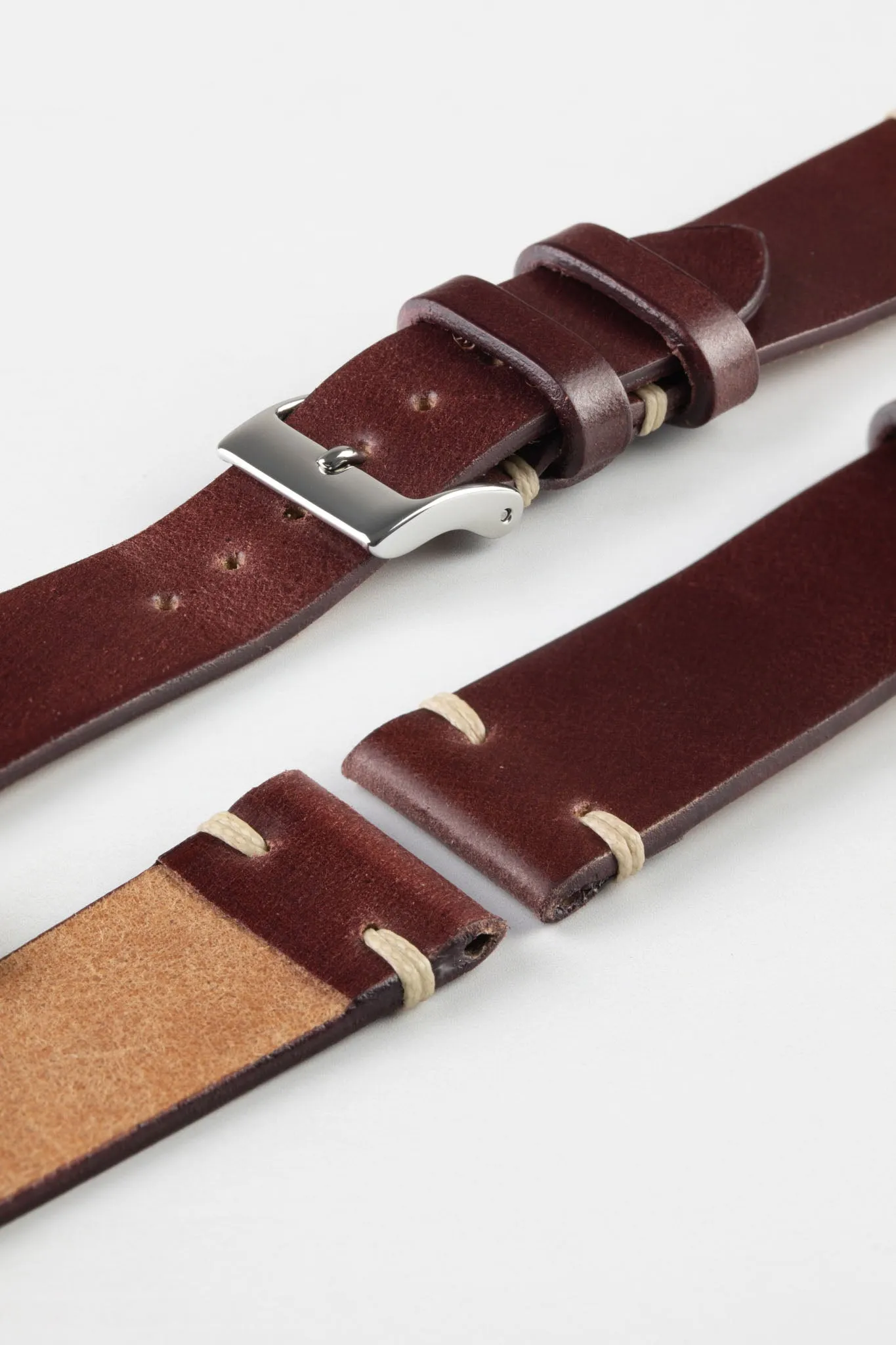 JPM Italian Shell Cordovan Watch Strap in BURGUNDY