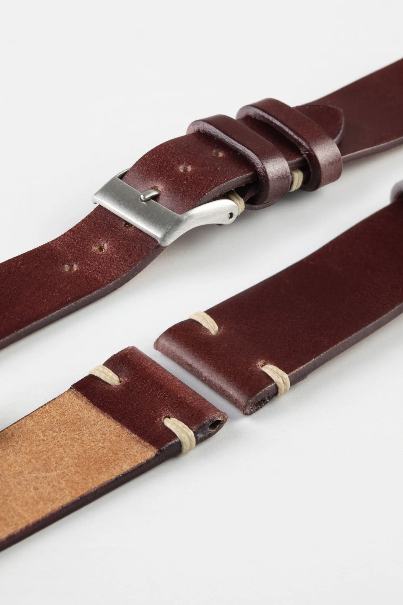JPM Italian Shell Cordovan Watch Strap in BURGUNDY