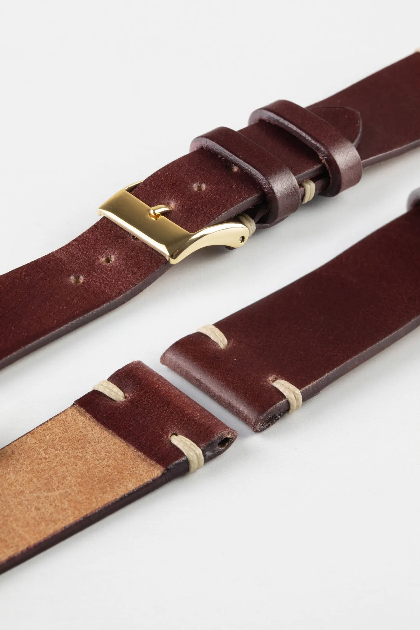 JPM Italian Shell Cordovan Watch Strap in BURGUNDY