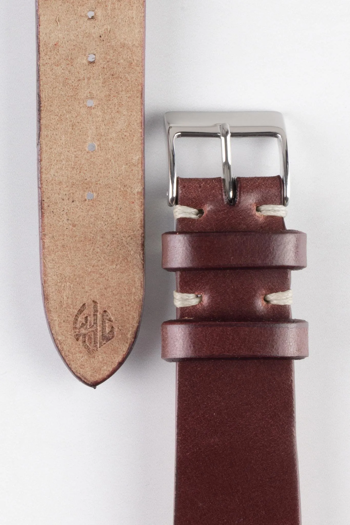 JPM Italian Shell Cordovan Watch Strap in BURGUNDY