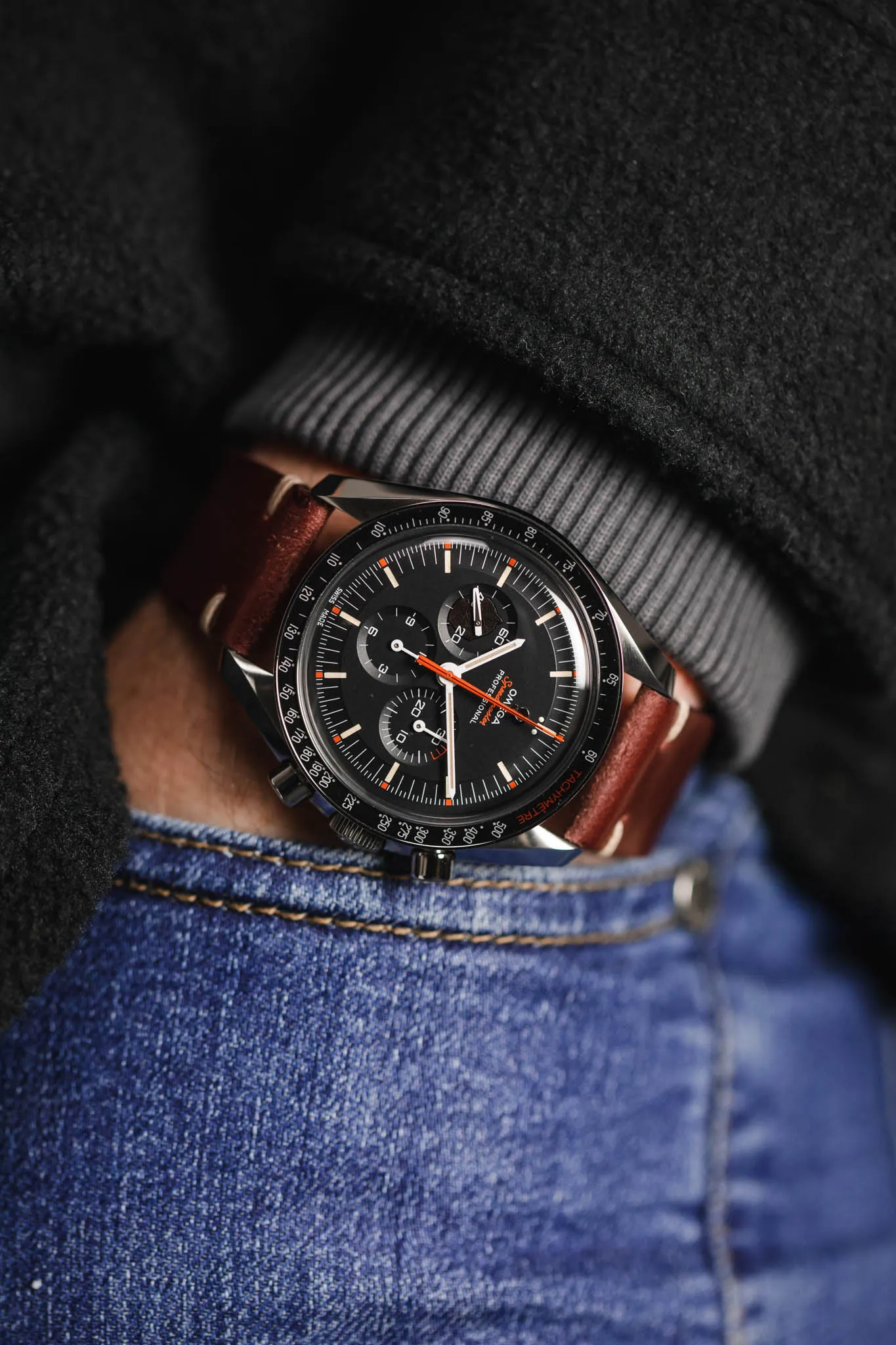JPM Italian Shell Cordovan Watch Strap in BURGUNDY