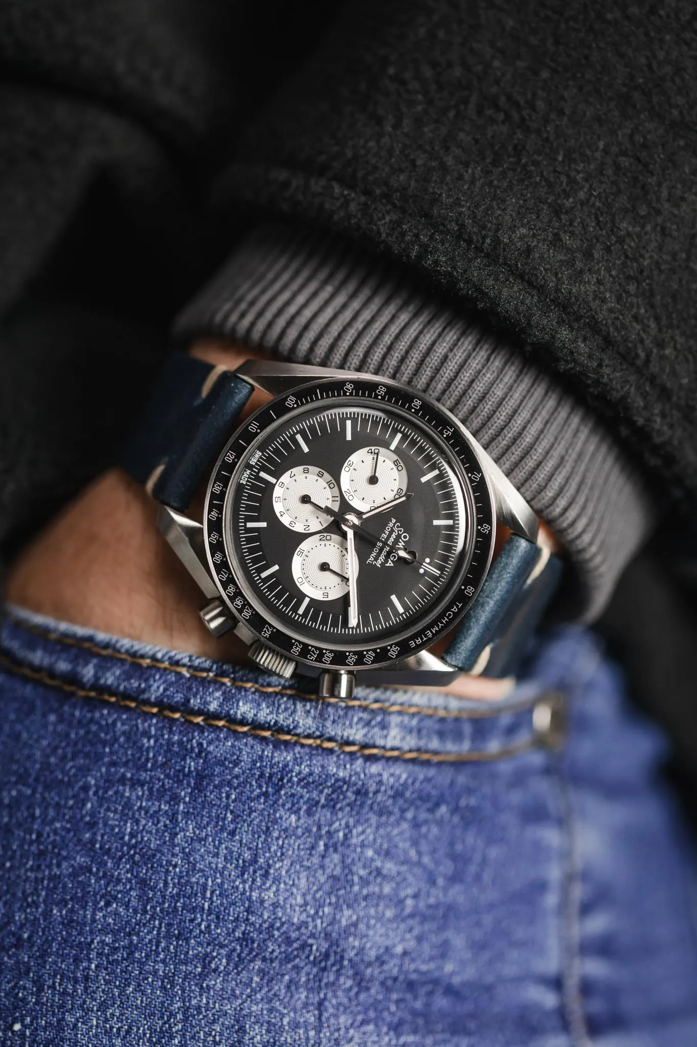 JPM Italian Shell Cordovan Watch Strap in DARK BLUE