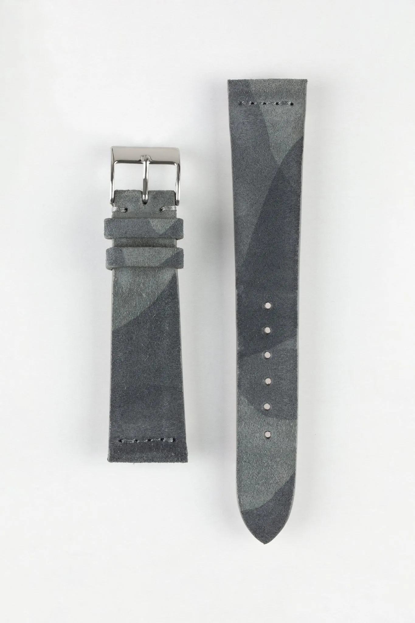 JPM Italian Suede Leather Watch Strap in GREY CAMOUFLAGE