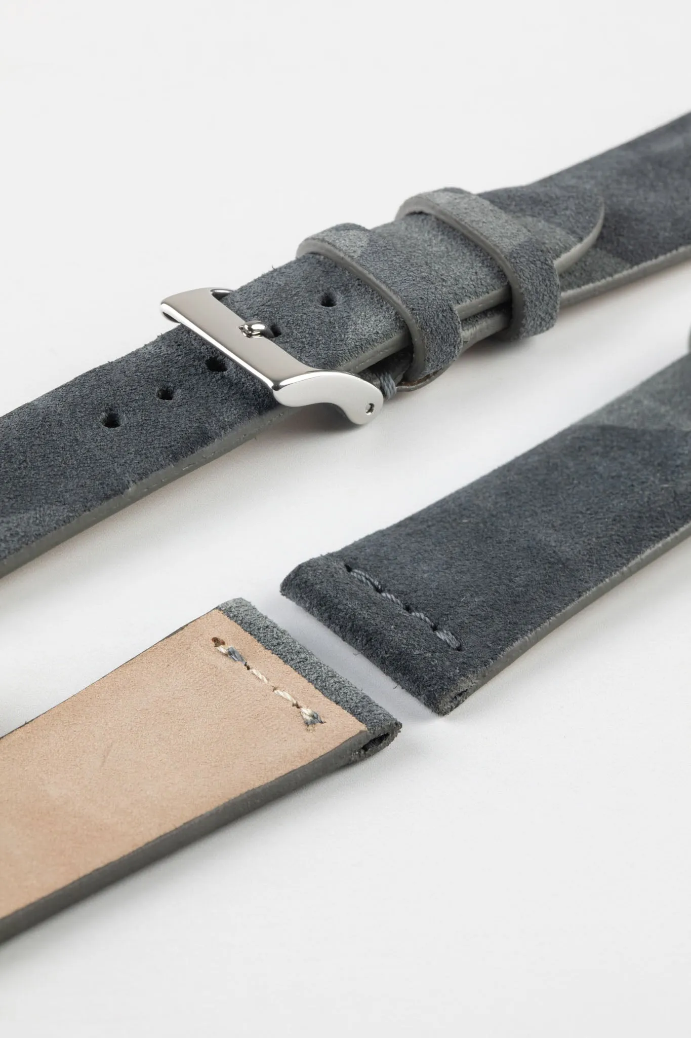 JPM Italian Suede Leather Watch Strap in GREY CAMOUFLAGE