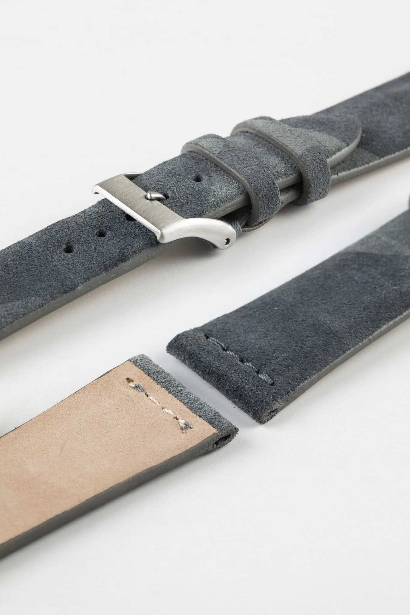 JPM Italian Suede Leather Watch Strap in GREY CAMOUFLAGE