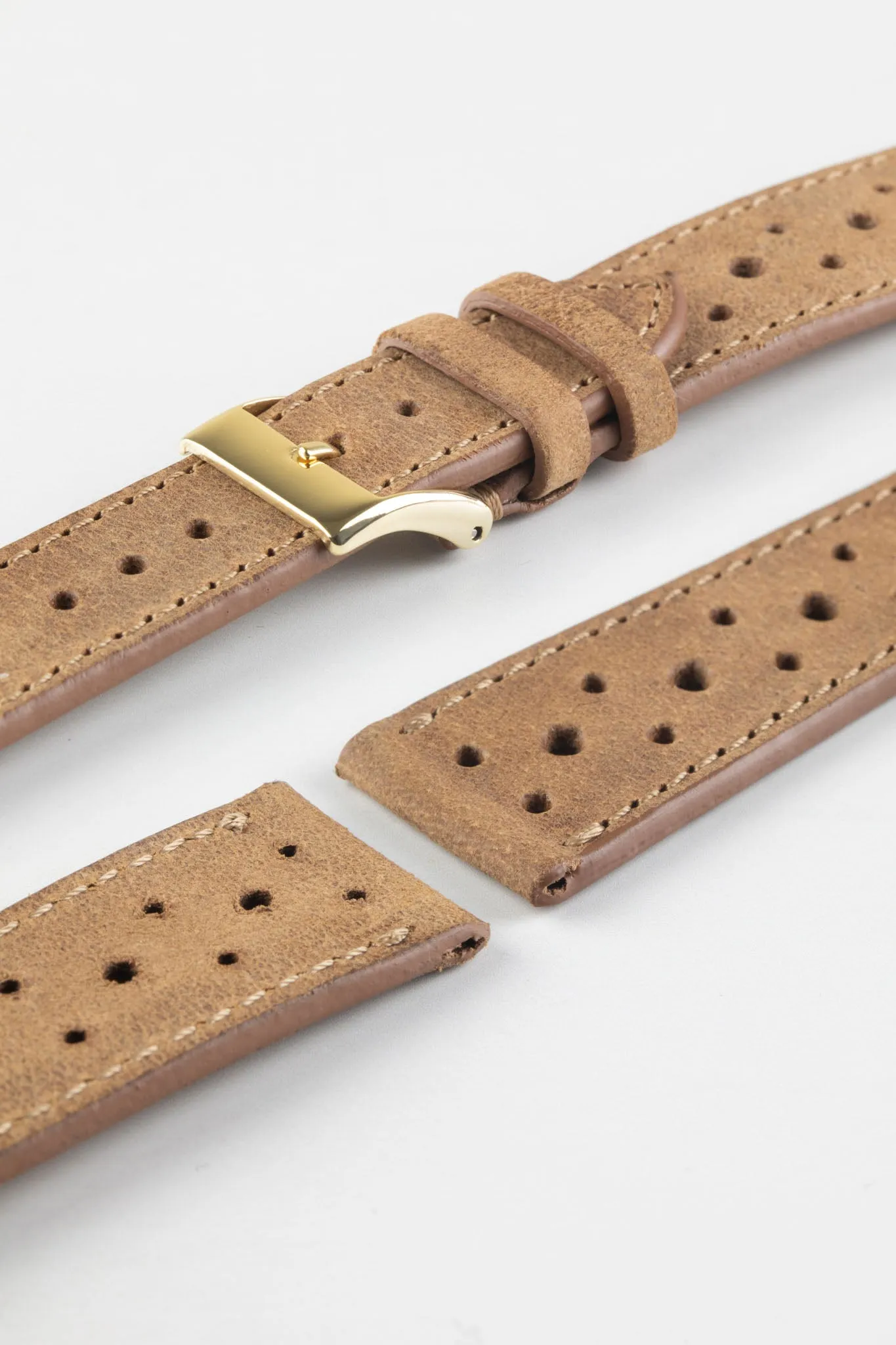 JPM Italian Vintage Leather Racing Watch Strap in PEANUT