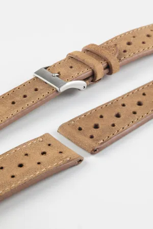 JPM Italian Vintage Leather Racing Watch Strap in PEANUT