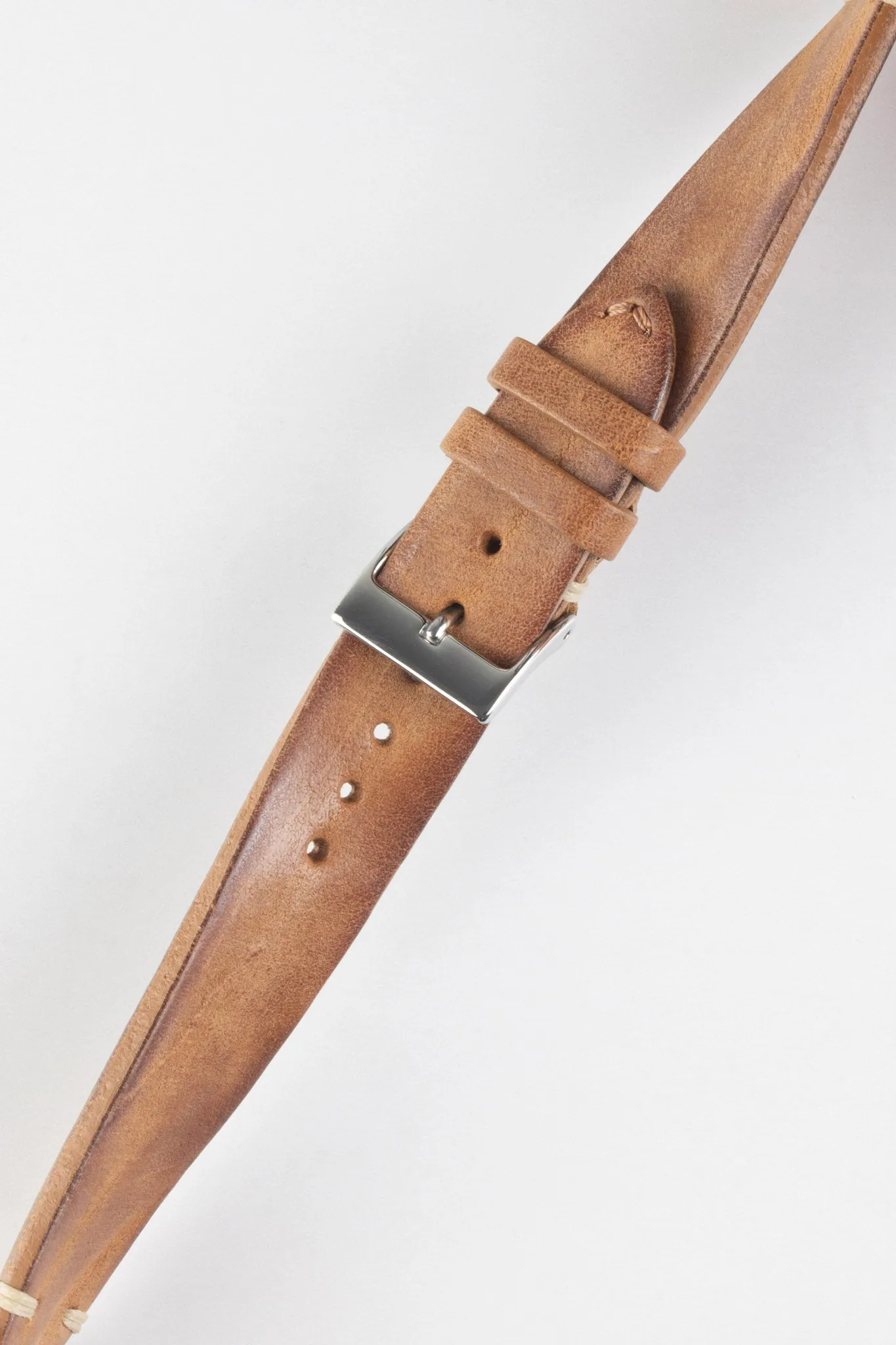 JPM Italian Vintage Leather Watch Strap in MID BROWN