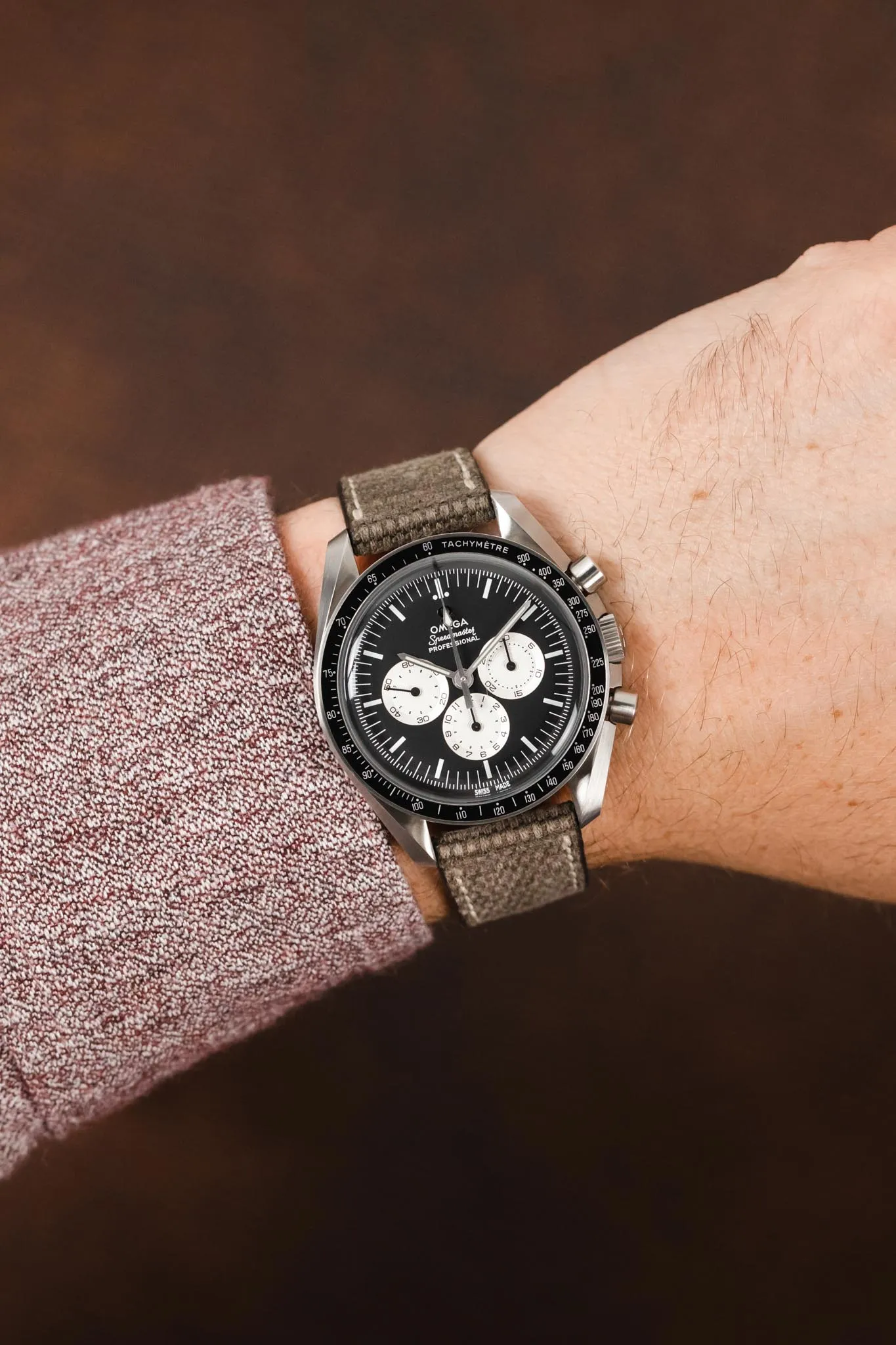 JPM Vintage Canvas Watch Strap with Leather Keepers - GREY