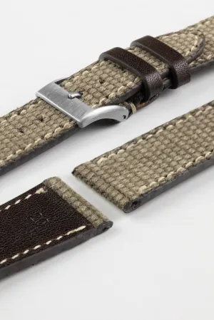 JPM Vintage Canvas Watch Strap with Leather Keepers - GREY