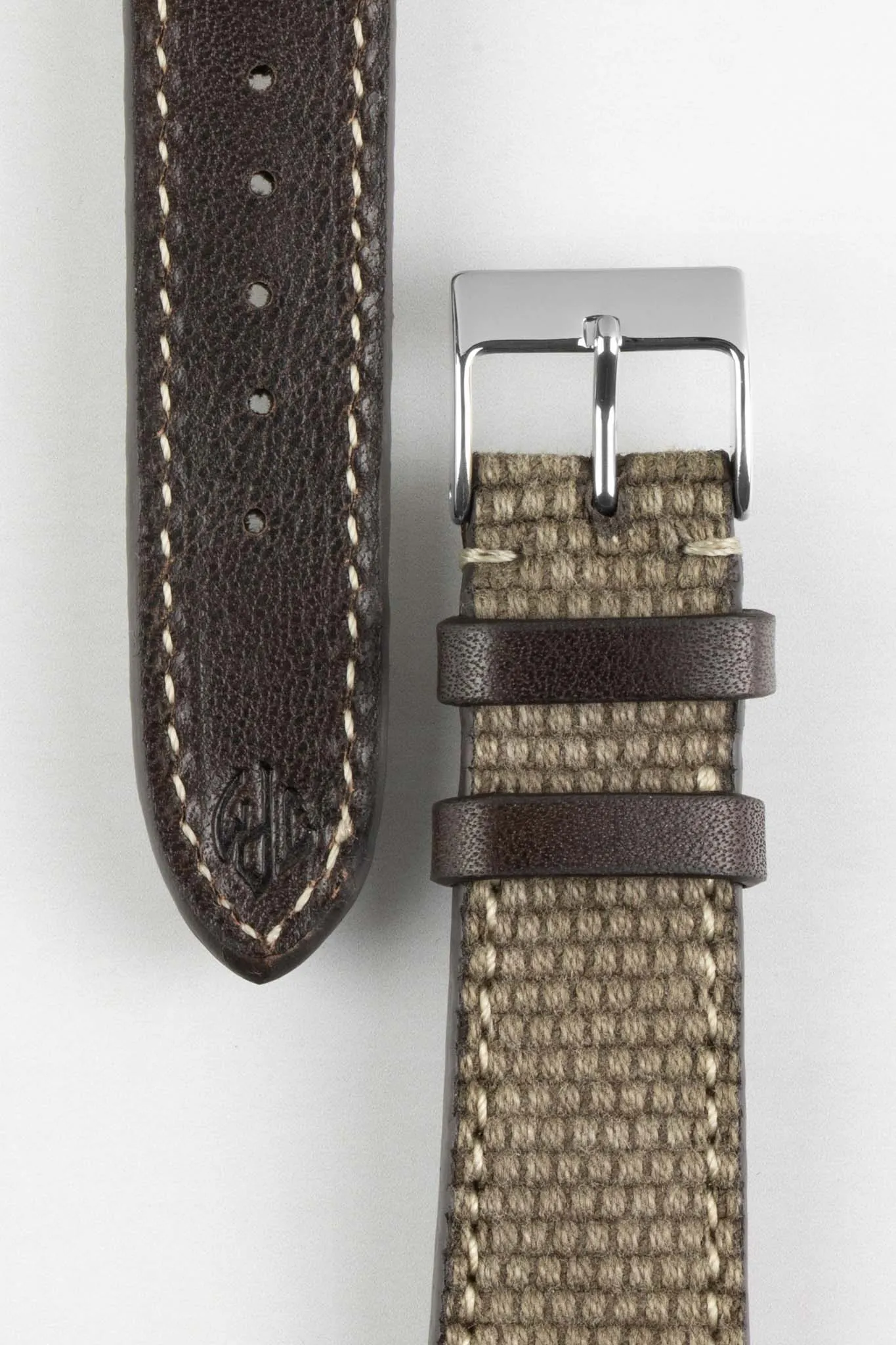 JPM Vintage Canvas Watch Strap with Leather Keepers - GREY