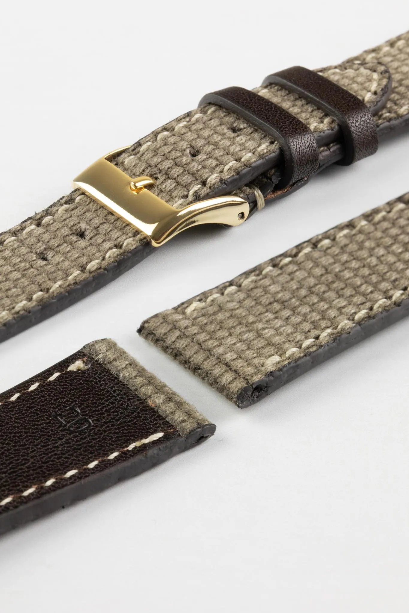 JPM Vintage Canvas Watch Strap with Leather Keepers - GREY