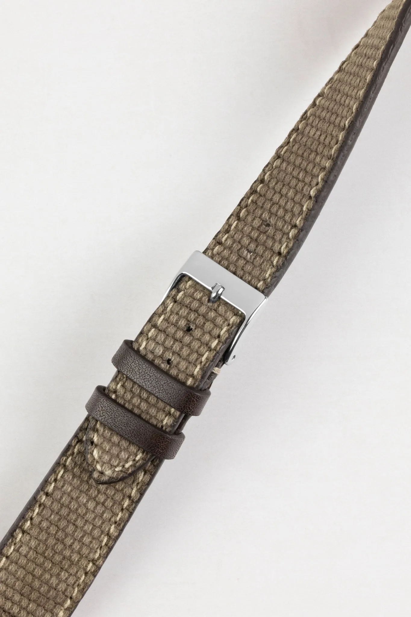 JPM Vintage Canvas Watch Strap with Leather Keepers - GREY