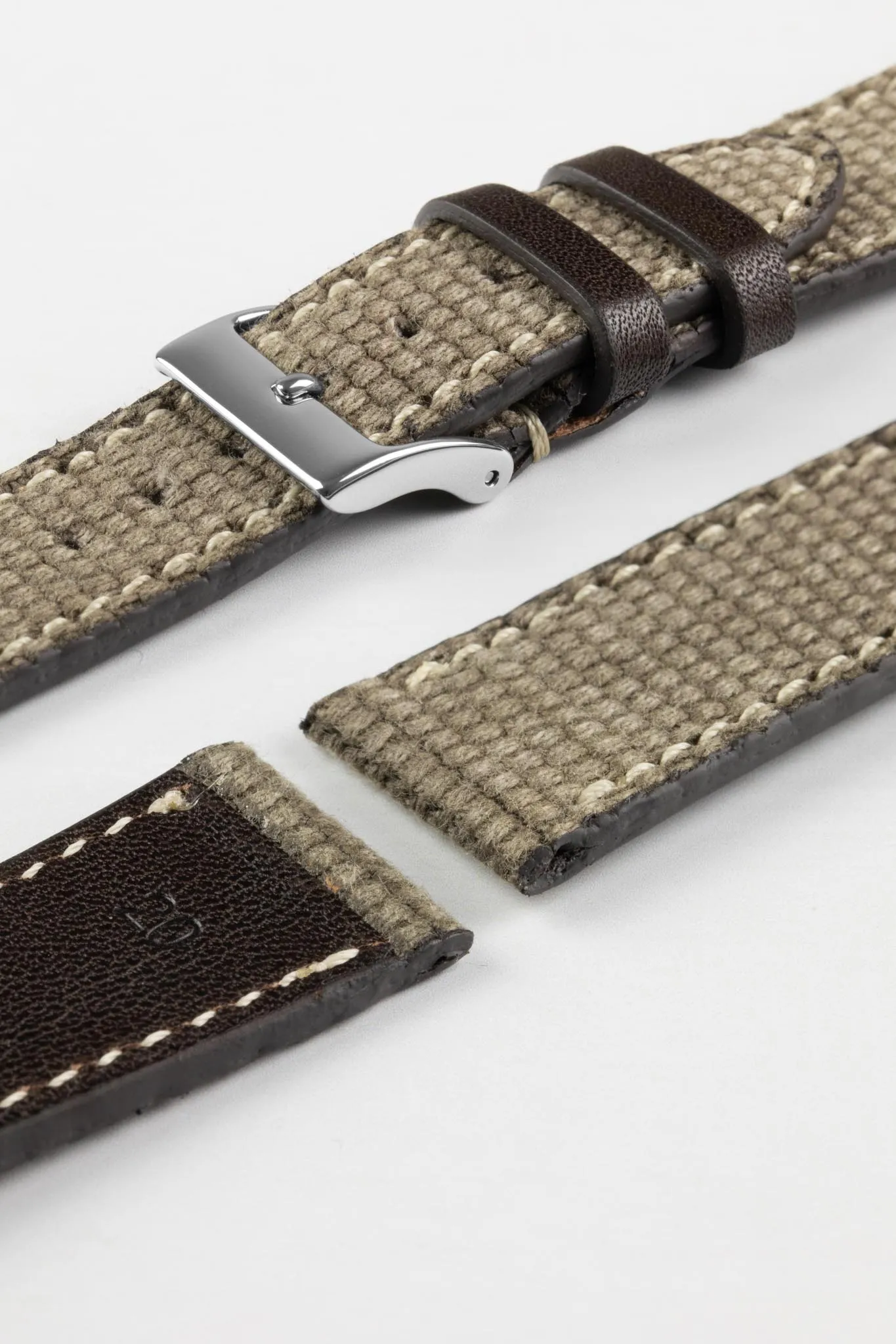 JPM Vintage Canvas Watch Strap with Leather Keepers - GREY