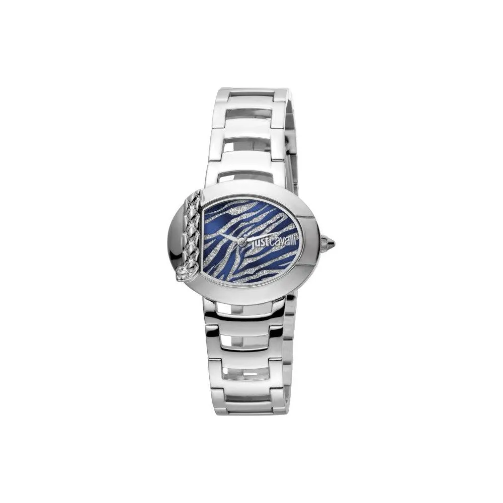 Just Cavalli Ladies Watch Animal Print Dial With Silver Color Bracelet