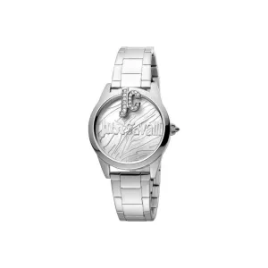 Just Cavalli Ladies Watch Set With Silver Animal Print Dial & Silver Bracelet