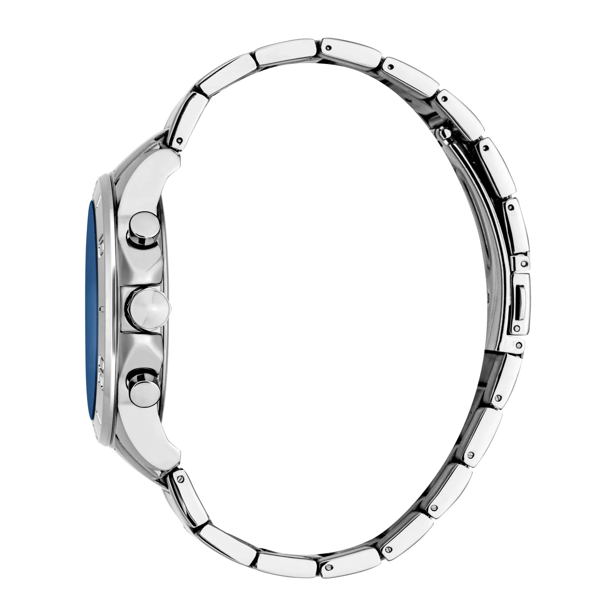 Just Cavalli Men's Chronograph Watch, Silver Case, Dark Blue Dial, Stainless Steel Bracelet