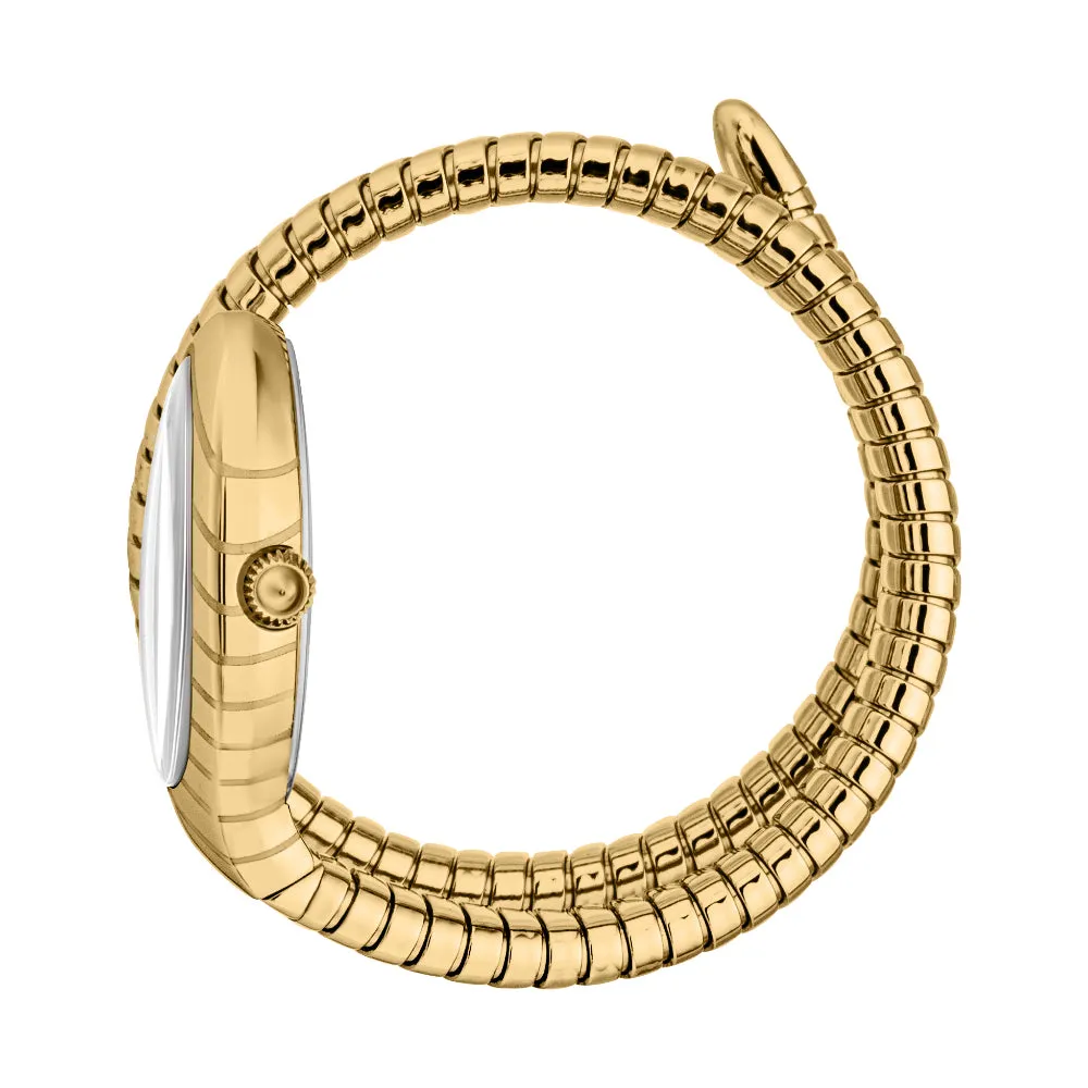 Just Cavalli Snake Shape Women's Watch - Gold Color Case Silver Dial Metal Bracelet