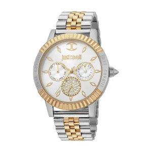 Just Cavalli Women Watch, Two Tone Silver & Gold Color Case, Silver Dial, Two Tone Silver & Gold Color Stainless Steel Metal Bracelet