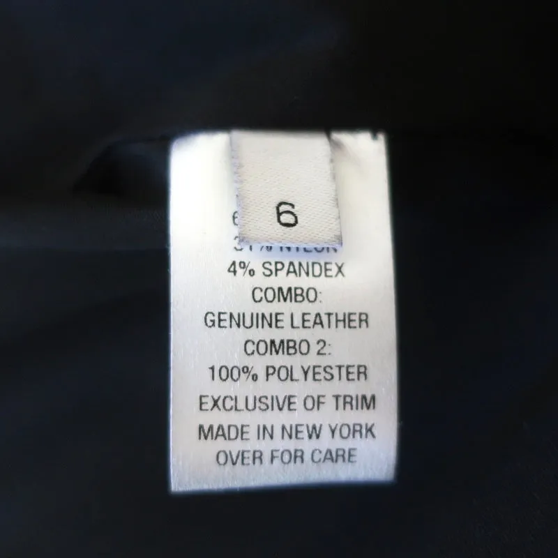 Kimora Lee Simmons Dress Black Leather & Mesh Size 6 Short Sleeve Sheath