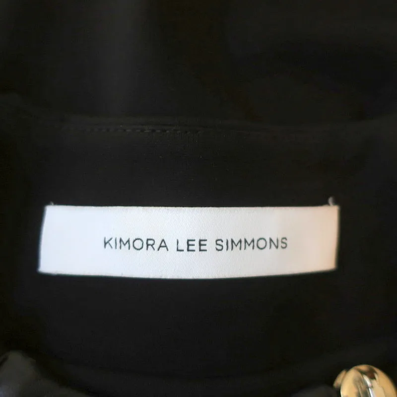 Kimora Lee Simmons Dress Black Leather & Mesh Size 6 Short Sleeve Sheath