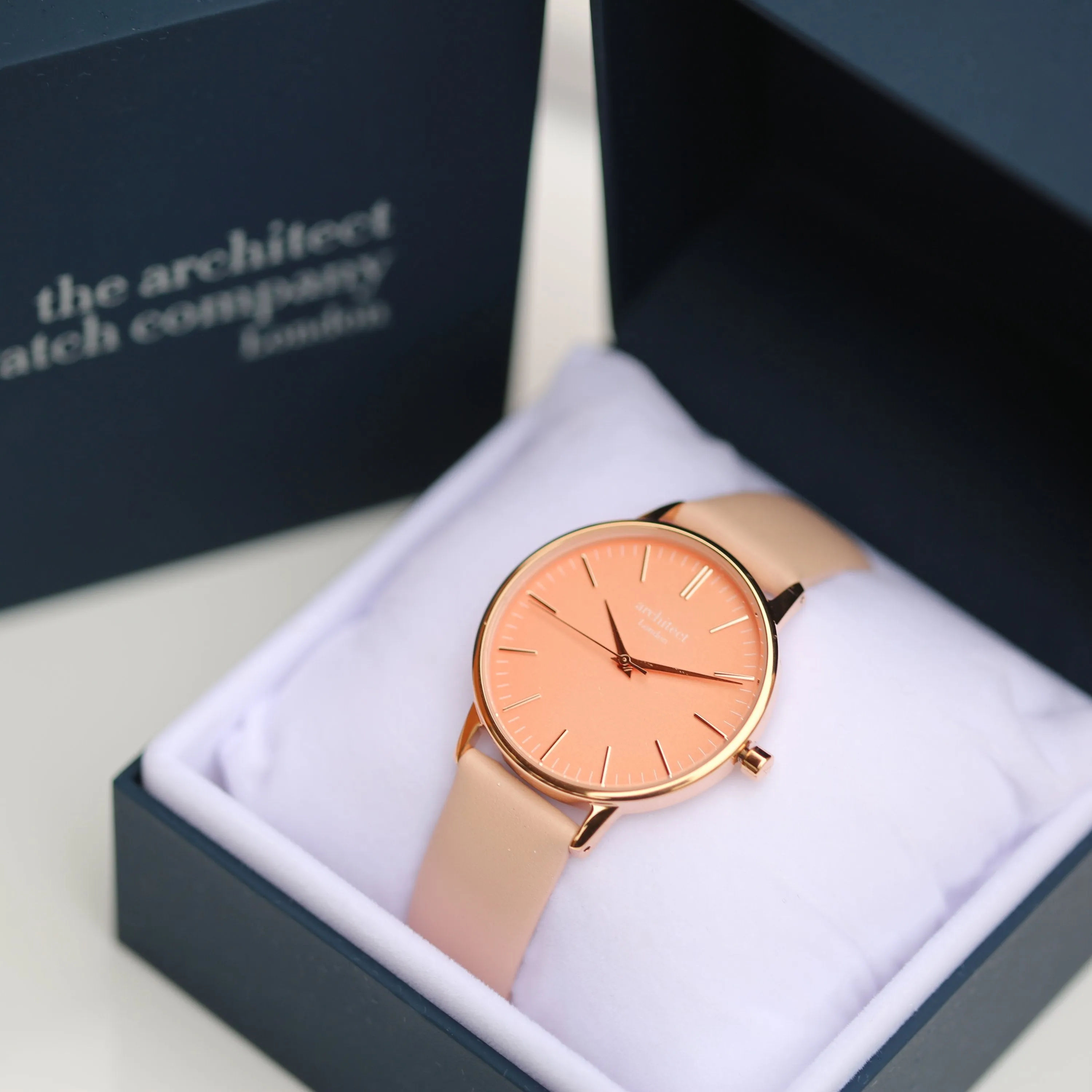 Ladies Architēct Coral - Handwriting Engraving   Light Pink Strap
