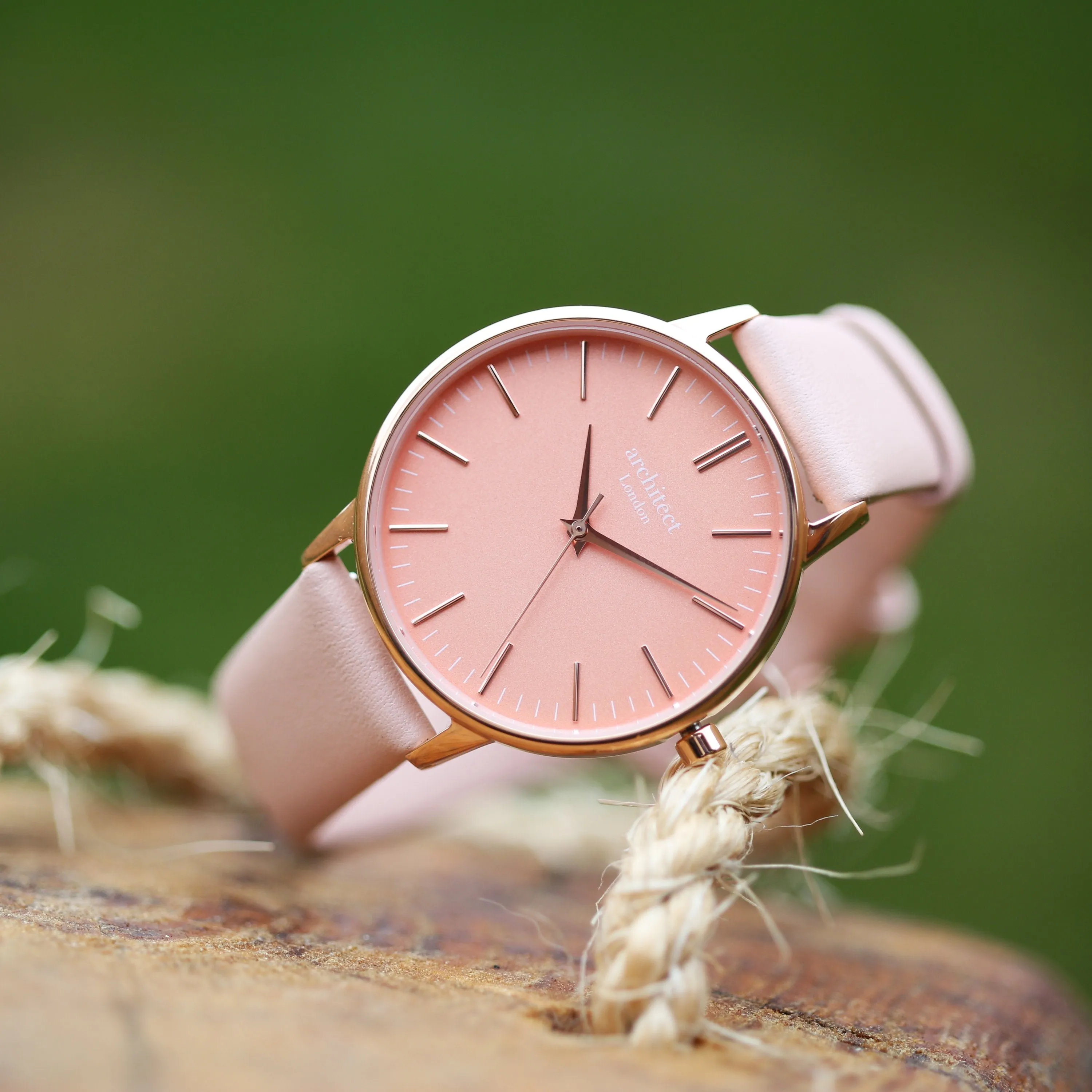 Ladies Architēct Coral - Handwriting Engraving   Light Pink Strap